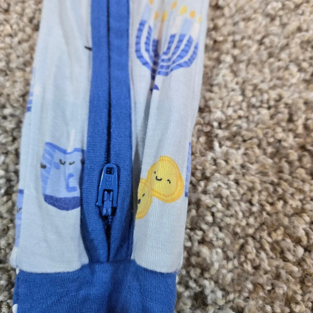 Angel Dear Hanukkah Bamboo 2-Way Zip Footie 18-24m